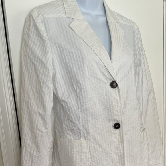 Jil Sander white seersucker suit size Fr 38 (US 6) pants & jacket - Picture 2 of 10